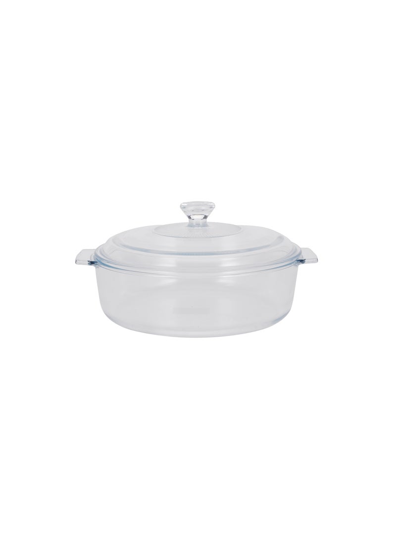 رويال فورد Royalford 1.7 L Glass Baking Dish with Lid-RF12202/ Round Tray Perfect for Baking and Serving/ Casserole with Easy Grab Handles and Knob/ Oven, Dishwasher and Freezer Safe  - Image 1