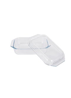 Royalford Royalford 1.35 L Glass Baking Dish with Lid-RF12204/ Rectangle Tray Perfect for Baking and Serving/ Casserole with Easy Grab Handles/ Oven, Dishwasher and Freezer Safe Clear  - Image 2