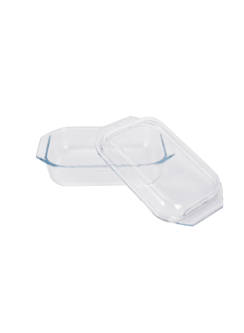 رويال فورد Royalford 1.35 L Glass Baking Dish with Lid-RF12204/ Rectangle Tray Perfect for Baking and Serving/ Casserole with Easy Grab Handles/ Oven, Dishwasher and Freezer Safe Clear  - Image 2