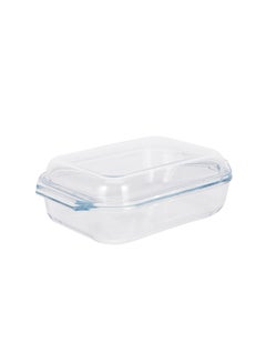 Royalford Royalford 1.35 L Glass Baking Dish with Lid-RF12204/ Rectangle Tray Perfect for Baking and Serving/ Casserole with Easy Grab Handles/ Oven, Dishwasher and Freezer Safe Clear  - Image 1