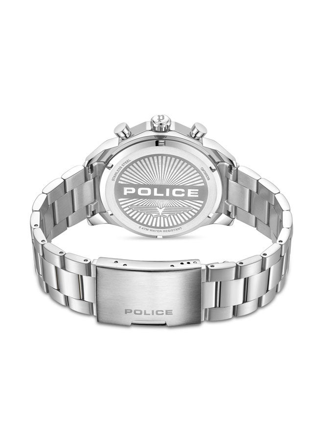 بوليس - Men's Soul Multifunction 44mm Watch with Translucent Blue Dial, Hydraulic Pyramid Etched Ring & 316L Stainless Steel Bracelet - Image 1