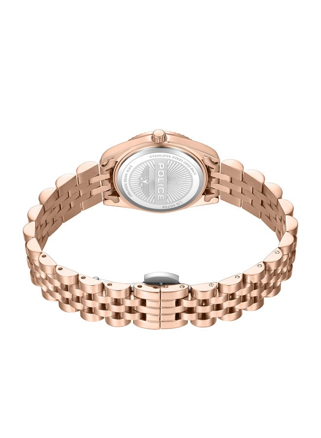 بوليس Women's Flute 28mm Watch with White Mother-of-Pearl Dial, Rose Gold-Plated Coin-Edged Topring & 316L Stainless Steel Bracelet  - Image 3
