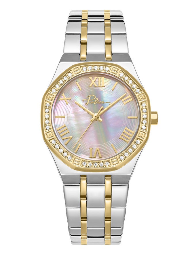 POLICE Women's Moonlight 32mm Gold-Plated Watch with Champagne Mother-of-Pearl Dial & 316L Stainless Steel 5-Link Bracelet  - Image 1