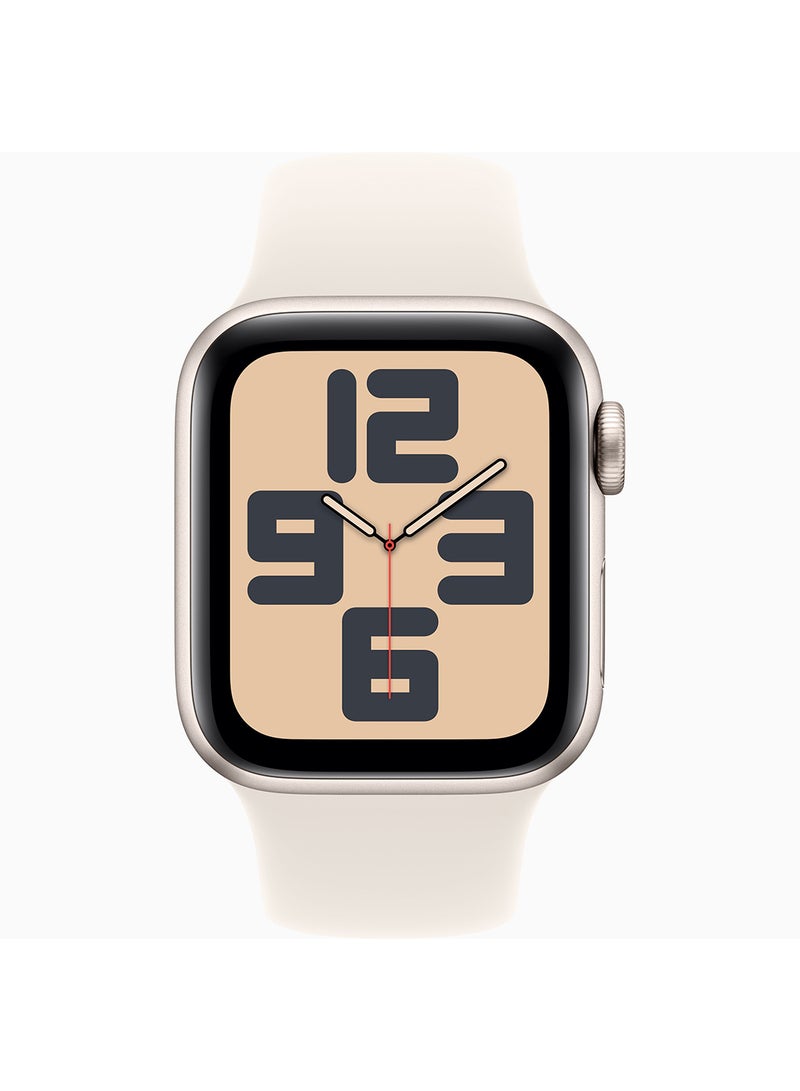 Apple - Certified Pre Owned - Watch SE (2024) GPS 40mm Starlight Aluminium Case (Damaged Packing) Starlight - Image 1