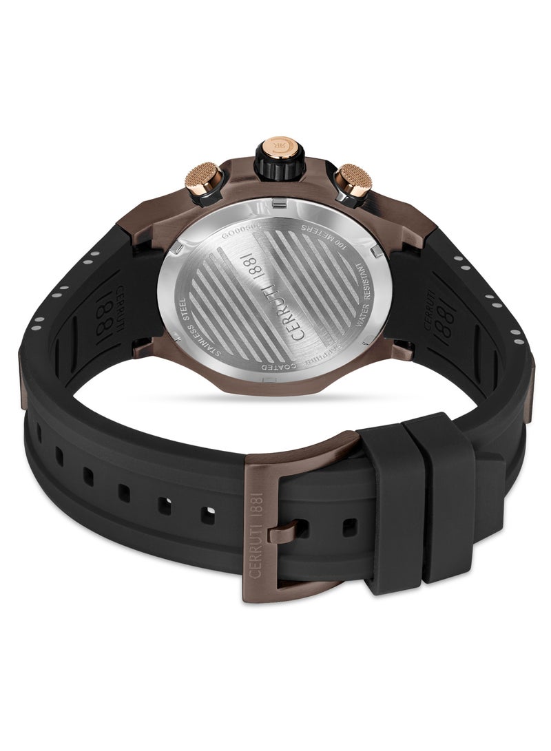 CERRUTI 1881 - Men's Lucardo Chronograph Watch - Black Dial, Black Silicone Strap - Image 1