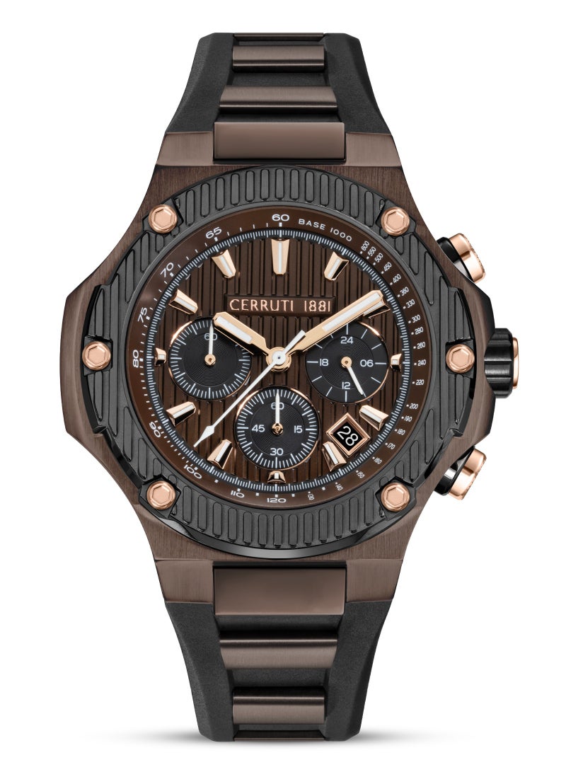 CERRUTI 1881 - Men's Lucardo Chronograph Watch - Black Dial, Black Silicone Strap - Image 1