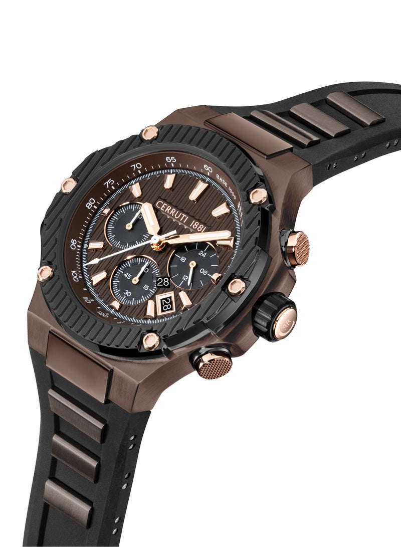 CERRUTI 1881 - Men's Lucardo Chronograph Watch - Black Dial, Black Silicone Strap - Image 1