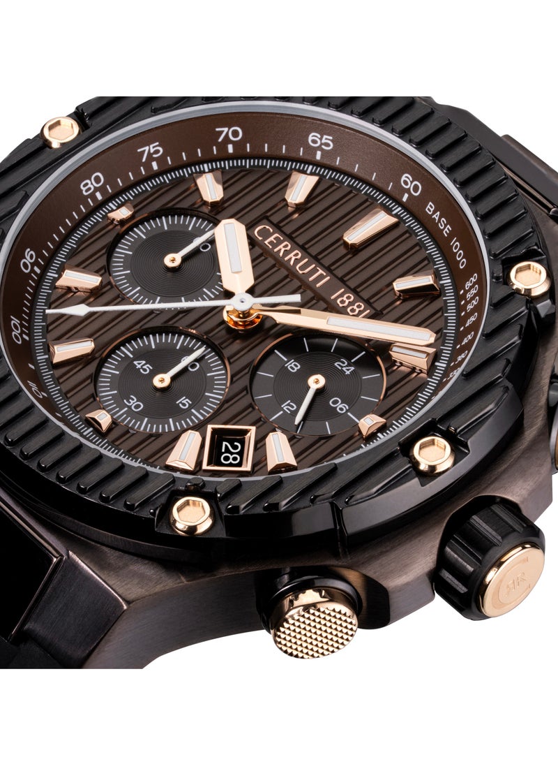 CERRUTI 1881 - Men's Lucardo Chronograph Watch - Black Dial, Black Silicone Strap - Image 1