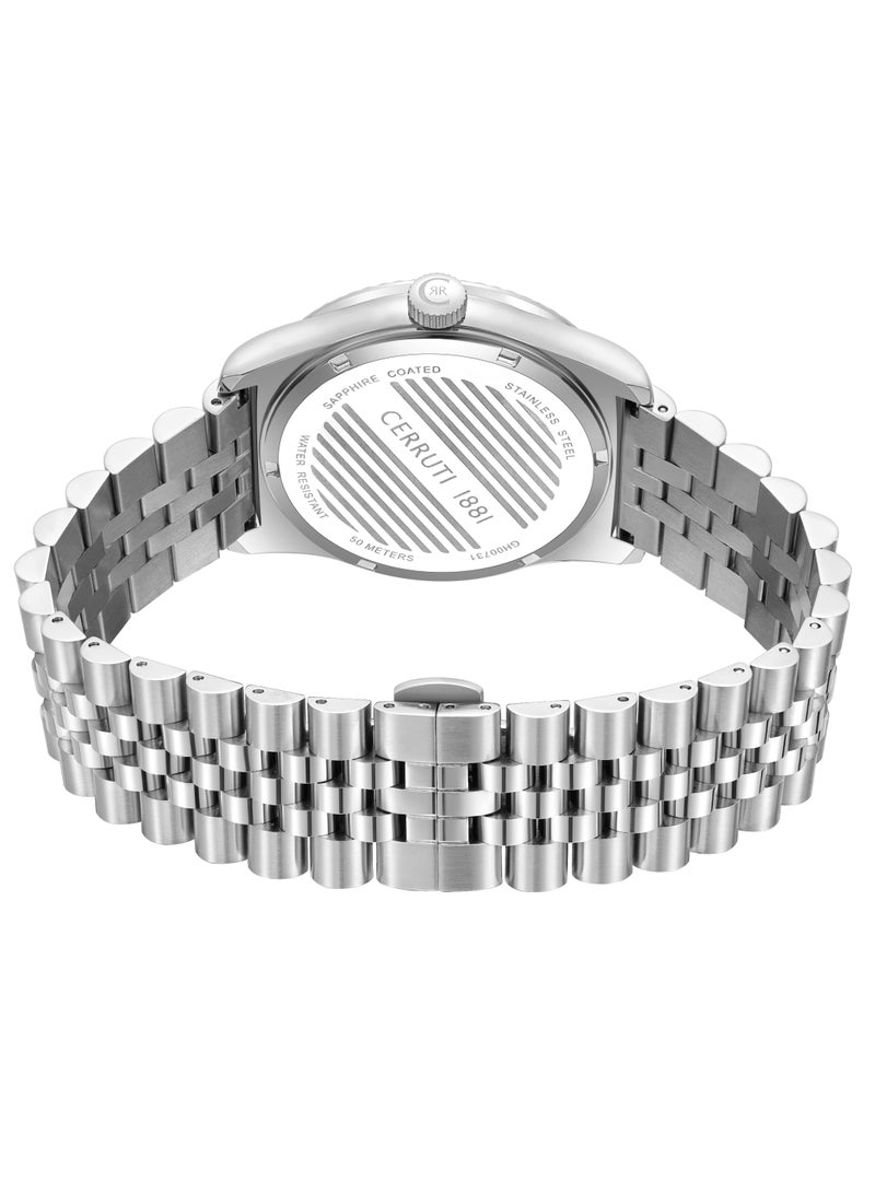 CERRUTI 1881 Women's Chienti Analog Watch - Silver Sunray Dial, Swarovski Crystal Markers, Arabic date and day  - Image 4