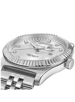 CERRUTI 1881 Women's Chienti Analog Watch - Silver Sunray Dial, Swarovski Crystal Markers, Arabic date and day  - Image 3