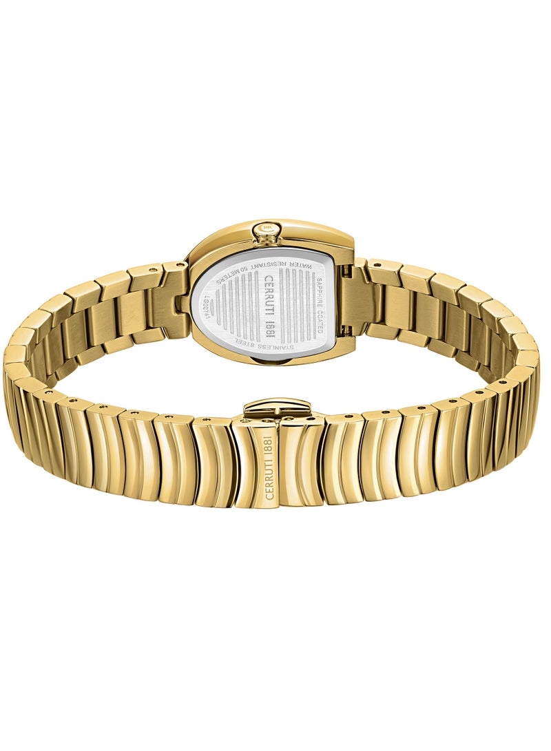 CERRUTI 1881 Women's Lerici Analog Watch - Green Mother of Pearl Dial, Roman Numerals, Gold Plated Bracelet  - Image 4