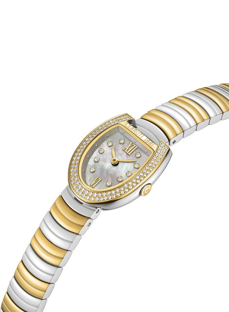 CERRUTI 1881 - Women's Lerici Analog Watch - White Mother of Pearl Dial, Roman Numerals, Two Tone Bracelet - Image 1
