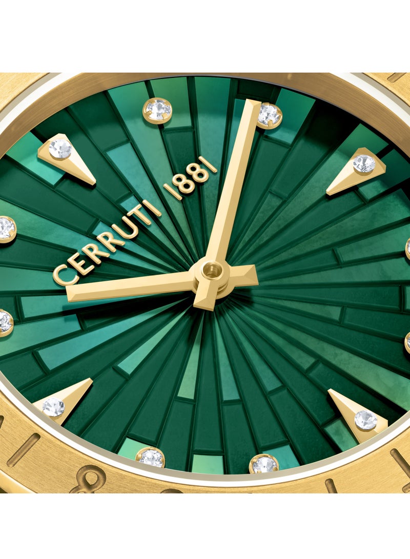 CERRUTI 1881 Women's Filiano Watch - Dark Green Mother of Pearl Dial, Gold Plated Topring, Bracelet  - Image 3