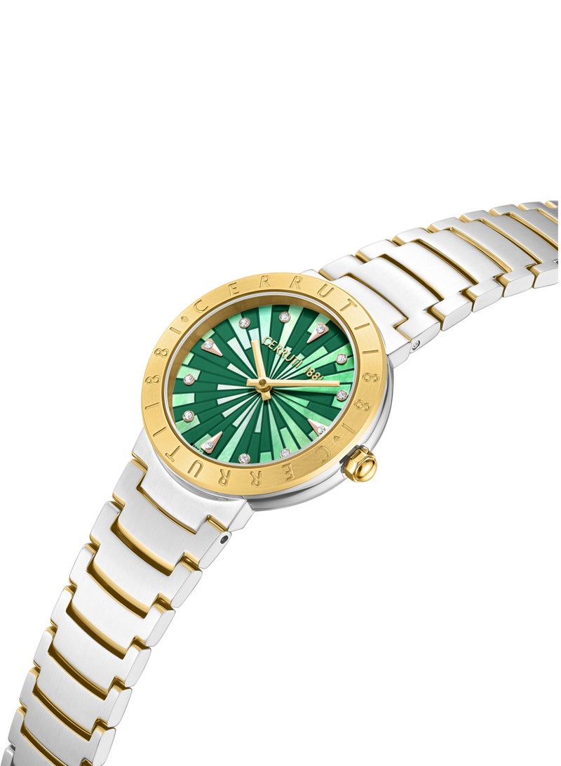 CERRUTI 1881 Women's Filiano Watch - Dark Green Mother of Pearl Dial, Gold Plated Topring, Bracelet  - Image 2