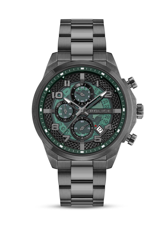 POLICE Men's Soul 44mm Multifunction Watch with Translucent Green Dial & 316L Stainless Steel Bracelet - Image 1