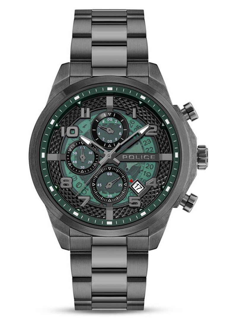 POLICE Men's Soul 44mm Multifunction Watch with Translucent Green Dial & 316L Stainless Steel Bracelet - Image 1