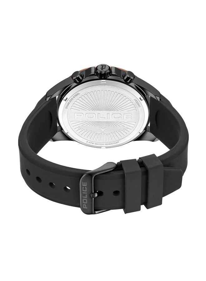 POLICE Men's Motion 45mm Multifunction Watch with Black Honeycomb Texture Dial, IP Rose Gold Topring & Silicone Strap  - Image 3