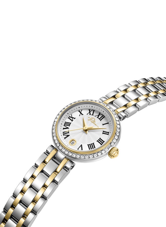بوليس Women's Denali 36mm Two-Tone Watch with Silver Sunray Dial, Gold-Plated Hands & 316L Stainless Steel 5-Link Bracelet  - Image 2
