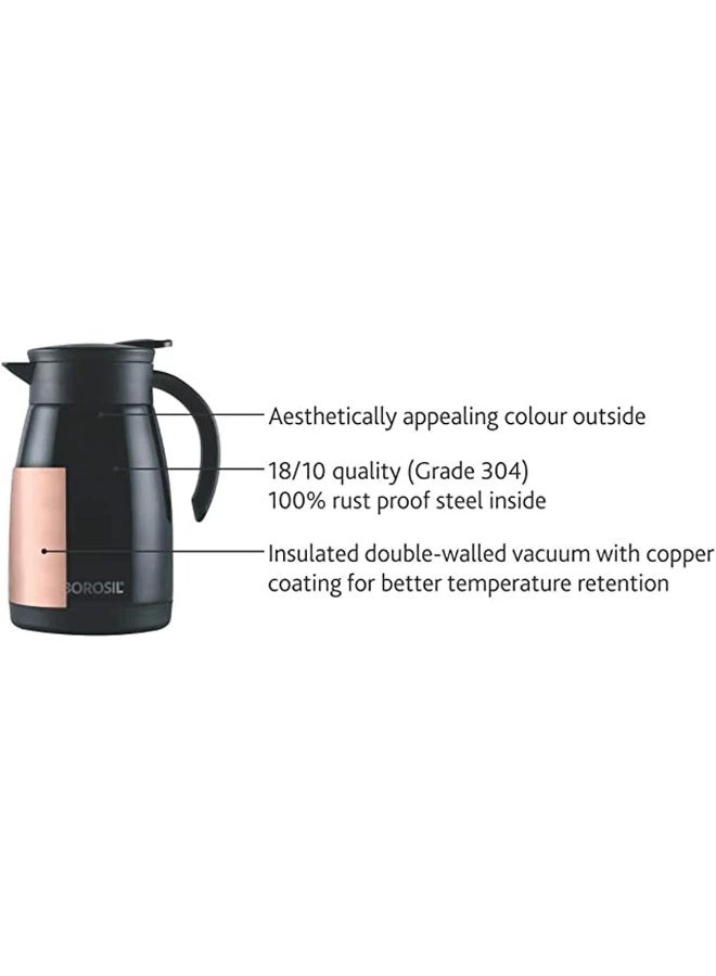 بوروسيل Borosil Vacuum Insulated Stainless Steel Teapot | Tea Pot | Thermal Flask | Thermos | Carafe | Jug | Coffee Pot | For Water, Coffee, Tea | 750 Ml Black  - Image 3