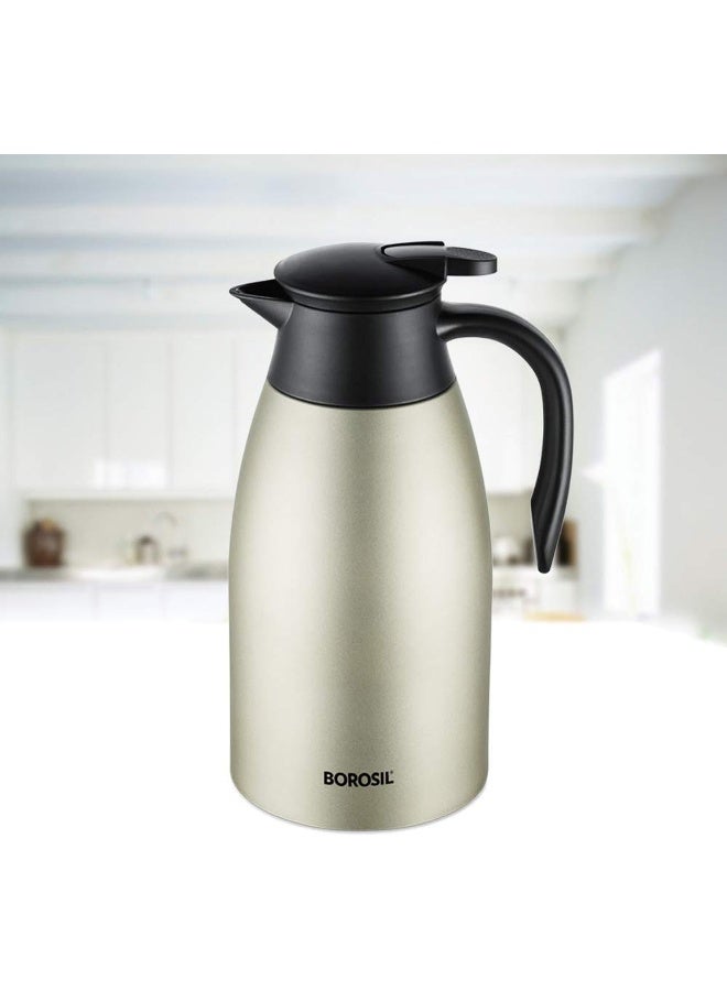 بوروسيل Borosil Stainless Steel Oyster Vacuum Insulated Teapot, 2 L Oyster  - Image 5
