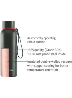 BOROSIL Borosil Vacuum Insulated Copper Coated Inner Trek Water Bottle Green  - Image 3