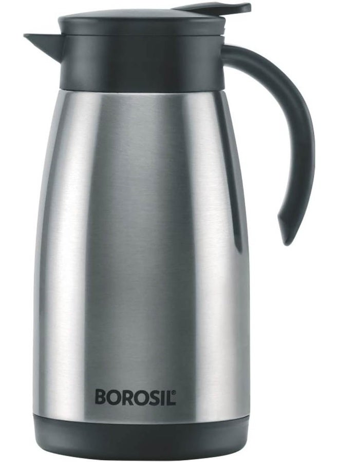 بوروسيل Borosil Vacuum Insulated Stainless Steel Teapot | Tea Pot | Thermal Flask | Thermos | Carafe | Jug | Coffee Pot | For Water, Coffee, Tea | 1 Liter Silver  - Image 1