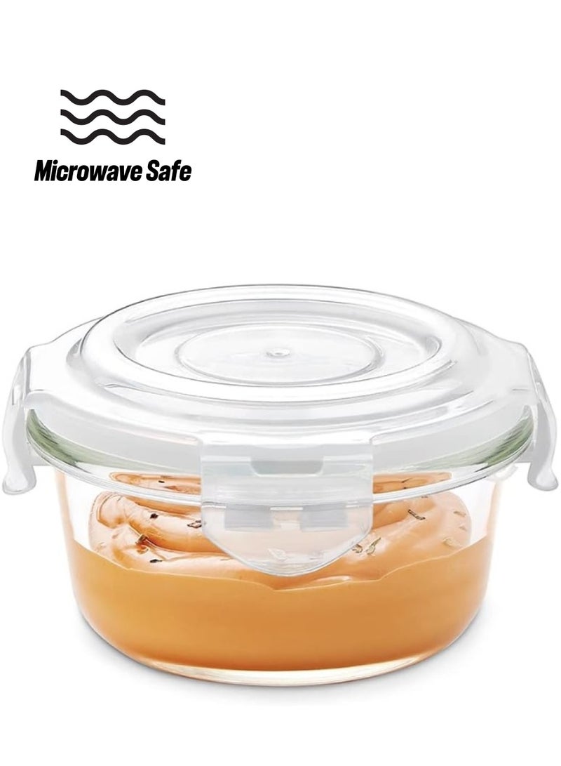 بوروسيل Borosil Klip-N-Store Round Glass Storage Container With Air Tight Lid Food Storage Container Microwave Safe Container 240 Ml Transparent  - Image 1