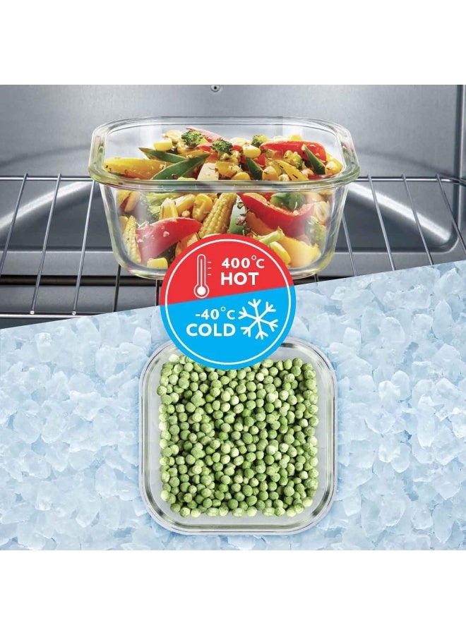 BOROSIL - Borosil Klip-N-Store Square Glass Storage Container With Air Tight Lid Food Storage Container Microwave Safe Container 320 Ml Transparent - Image 1