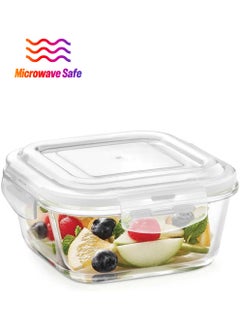 Borosil Klip-N-Store Square Glass Storage Container With Air Tight Lid Food Storage Container Microwave Safe Container 320 Ml Transparent