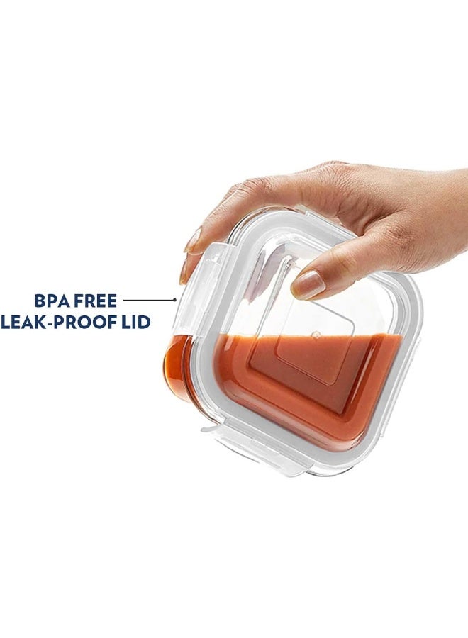 BOROSIL KLIP-N-STORE SQUARE GLASS STORAGE CONTAINER WITH AIR TIGHT LID FOOD STORAGE CONTAINER MICROWAVE SAFE CONTAINER 320 ML Transparent - Image 4