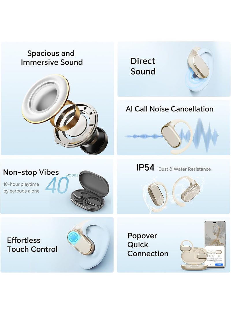 Honor - Choice Open-Ear True Wireless Earbuds, 40 Hour Long Battery Life, AI Call Noise Cancellation, Airy Comfort Design, TWS Earphones, Gold - Image 1