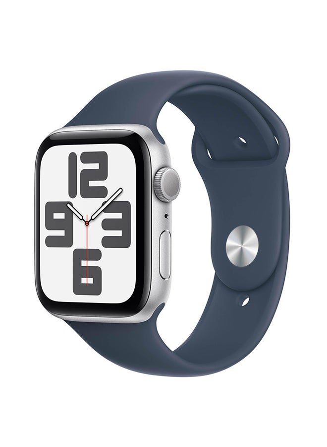 Apple Watch SE GPS 44mm Silver Aluminium Case with Storm Blue Sport BandML SILVER & STORM BLUE - Image 1