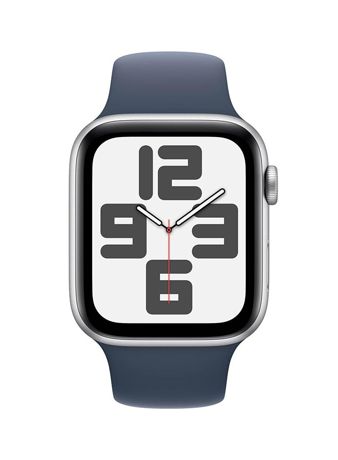 Apple Watch SE GPS 44mm Silver Aluminium Case with Storm Blue Sport BandML SILVER & STORM BLUE - Image 2