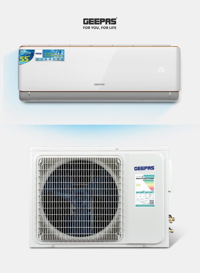 GEEPAS - 1.0 Ton Split Air Conditioner with Hot and Cold Functionality, LED Display, Remote Control, Strong Airflow, Self-Cleaning, Auto Diagnosis, and Golden Fin Technology GACS1215KCHA White - Image 1