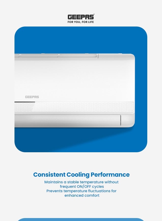 جيباس 2.0 Ton Split Air Conditioner with T3 Inverter Compressor - Featuring LED Display, Remote Control, Strong Airflow, Auto Restart, and Golden Fin Technology GACS246KRCA White  - Image 5