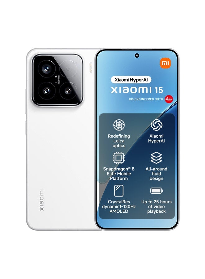 Xiaomi 15 Dual SIM White 12GB RAM 512GB 5G - Global Version - Image 1