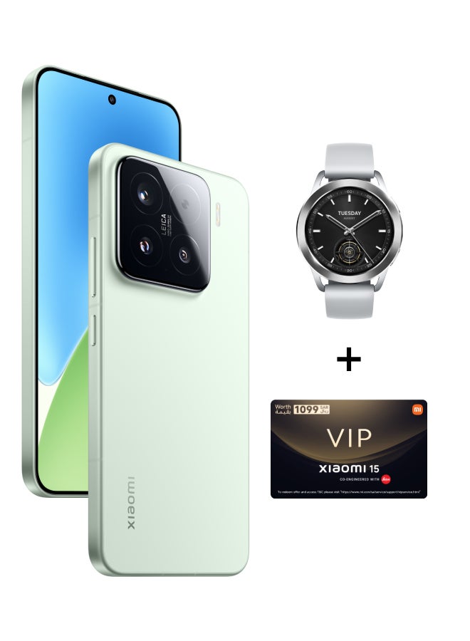 Xiaomi - 15 Dual SIM Green 12GB RAM 512GB 5G - Global Version with FREE Gifts ( Watch S3 + Virtual VIP Service Card) - Image 1