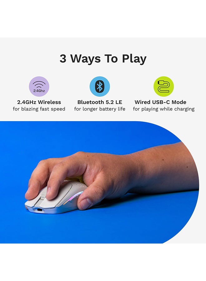 Glorious Model O 2 Mini Wireless Gaming Mouse: Superlight 57g, up to 210hr Battery, Dual Wireless 2.4GHz and Bluetooth 5.2, 26K Optical Sensor, 80M Clicks, 6 Programmable Buttons, FPS Mouse, White - Image 4