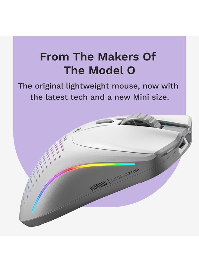 Glorious Model O 2 Mini Wireless Gaming Mouse: Superlight 57g, up to 210hr Battery, Dual Wireless 2.4GHz and Bluetooth 5.2, 26K Optical Sensor, 80M Clicks, 6 Programmable Buttons, FPS Mouse, White - Image 2