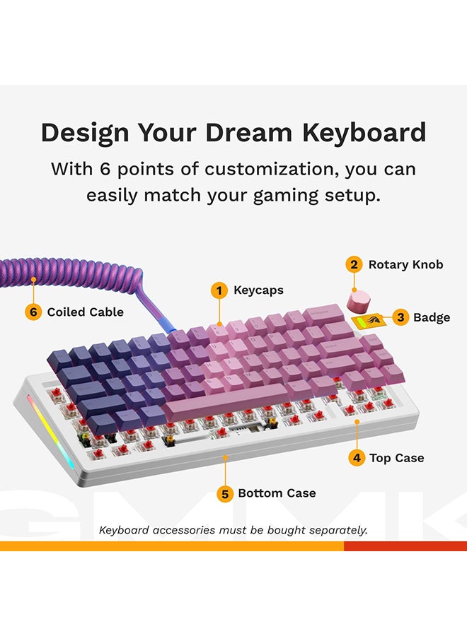 Glorious Gaming - GMMK 3 Custom Mechanical Gaming Keyboard with Knob, 65% Compact Keyboard, Modular Gasket System, Doubleshot PBT Keycaps, Aluminum Switch Plate, Hotswappable Switches, ANSI (White)