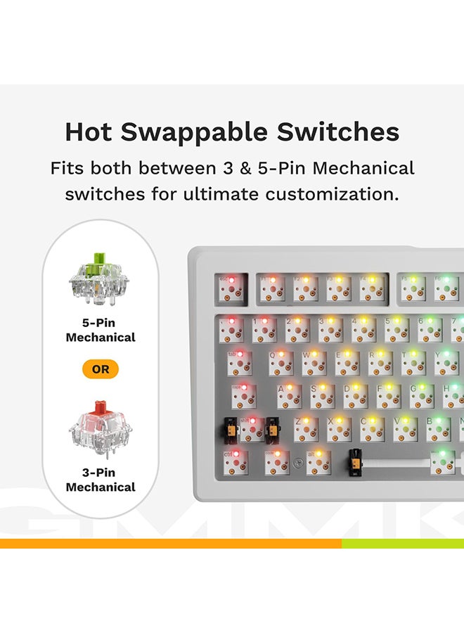 Glorious Gaming - GMMK 3 Custom Mechanical Gaming Keyboard with Knob, 75% Tenkeyless Keyboard, Modular Gasket System, Doubleshot PBT Keycaps, Aluminum Switch Plate, Hotswappable Switches, ANSI (White) - Image 4