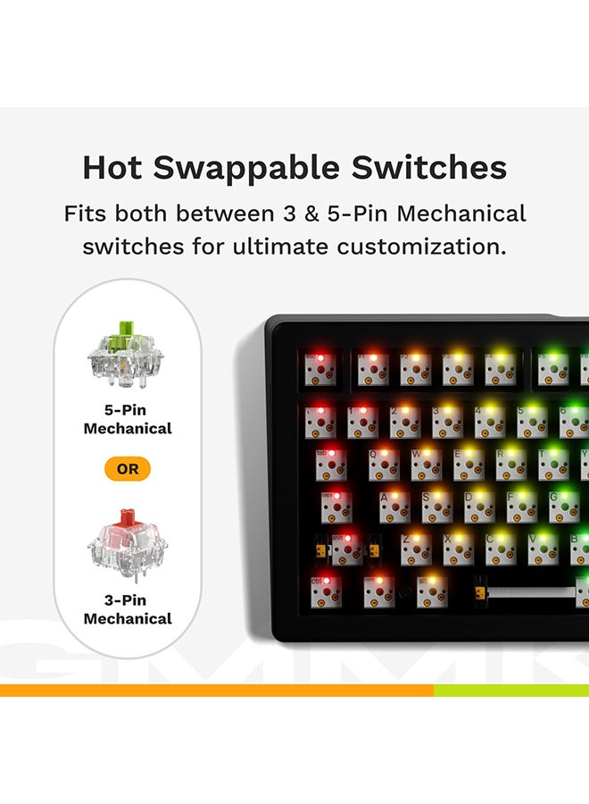 جلوريوس لوحة مفاتيح الألعاب الرائعة - GMMK 3 لوحة مفاتيح ميكانيكية مخصصة مع مقبض، لوحة مفاتيح بنسبة 75% بدون الأرقام، نظام حشوة قابل للتعديل، مفاتيح PBT مزدوجة الطباعة، لوحة مفاتيح من الألمنيوم، مفاتيح قابلة للتبديل، ANSI (أسود) - Image 4