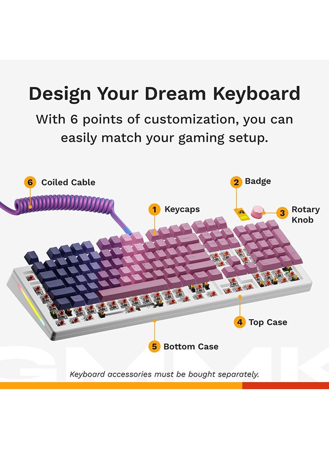 Glorious Gaming - GMMK 3 Custom Mechanical Gaming Keyboard with Knob, 100% Keyboard Full Size, Modular Gasket System, Doubleshot PBT Keycaps, Aluminum Switch Plate, Hotswappable Switches, ANSI (White) - Image 2