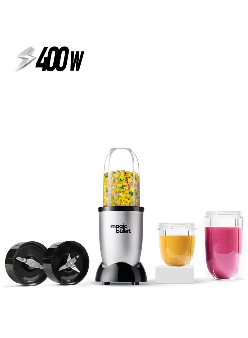 Magic Bullet - 5-Piece Accessories 400W Blender, High Speed, Multi-Functional – Perfect for Smoothies, Shakes, Dips, Sauces & More, Easy Clean, MB4-0712, 1-Year Warranty 530 ml 400 W Magic Bullet Silver - Image 1