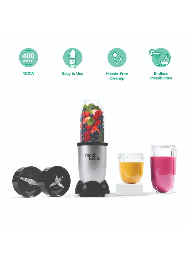 Magic Bullet 9-Piece Blender Accessories Set, 400W High-Speed Multi-Functional Blender for Smoothies, Shakes, Dips & Sauces, 530ml Capacity, Easy to Clean 1-Year Warranty 530 ml 400 W MB4-1012 Silver - Image 1