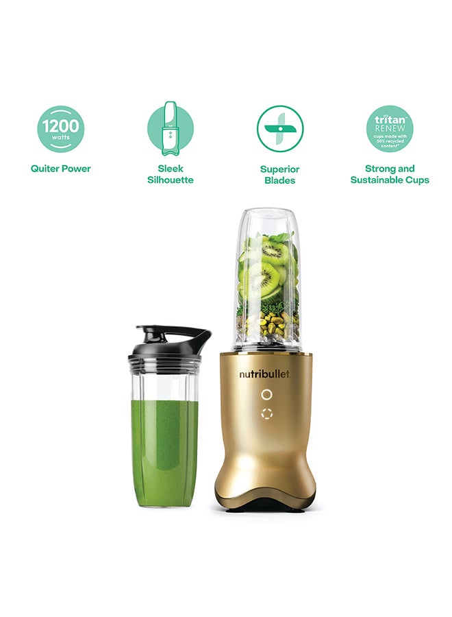 nutribullet Ultra 1200W High-Speed Blender, Multi-Functional, Quiet Motor, Tritan™ Renew Cups, Rapid Extractor Blades, BPA-Free, Shatter-Resistant, Glow Interface, 900 ml,  NBU-500G, 1-Year Warranty, Gold 900 ml 1200 W NBU-500G Gold - Image 1