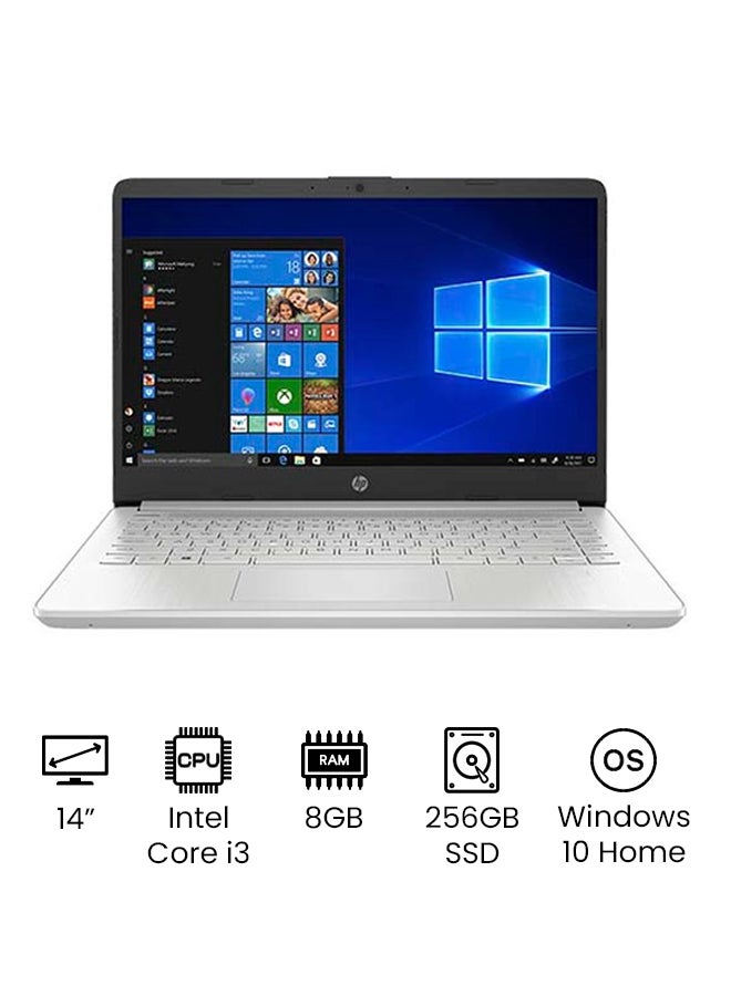 HP 14-dq2038ms (Upgraded Version) Laptop With 14-Inch HD Display, Core i3-1115G4 Processor/8GB RAM/256GB SSD/Intel UHD Graphics/Windows 10 Home English/Arabic Silver  - Image 1