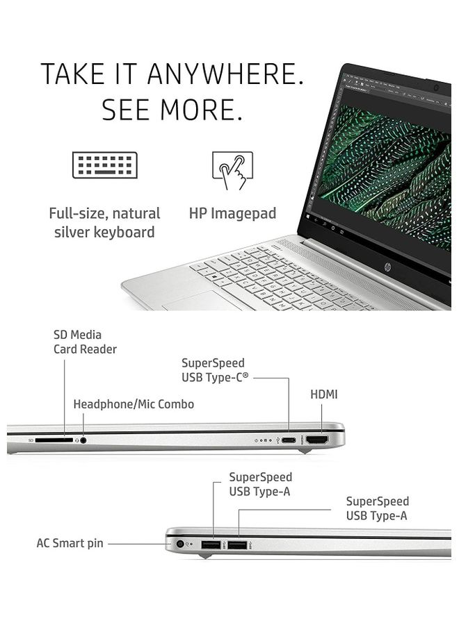 HP - Newest Slim 15-DY2093WM Professional & Business (Upgraded Version) Laptop With 15.6-Inch FHD Display, Core i5-1135G7 Processor/16GB RAM/1TB SSD/Intel Iris Plus Graphics/Windows 11 English/Arabic Silver - Image 1