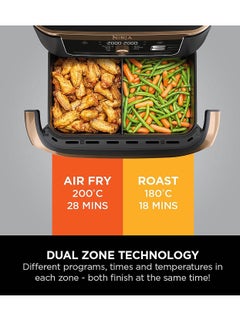 Ninja Foodi FlexDrawer Air Fryer, Dual Zone with Removable Divider, Large 10.4L Drawer, 7-in-1, Air-Fryer, Air Fry, Roast, Bake, Crisp, Non-Stick Dishwasher Safe Parts AF500UKCP 10.4 L 2470 W AF500UKCP ‎Black/Copper  - Image 5
