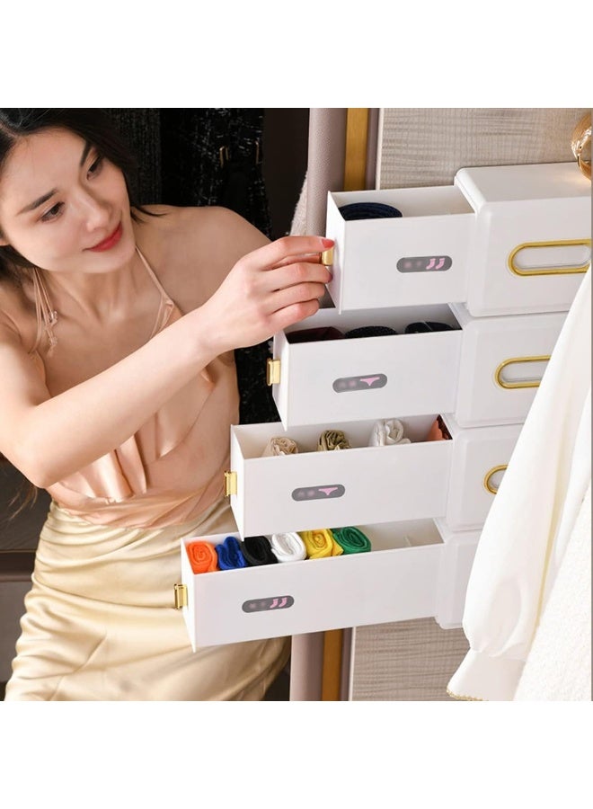 ECVV ECVV Underwear Storage Drawers Organizers, Wall Mounted Slid Socks Briefs Storage Box, Self-adhesive Jeans Clothes Wardrobe Accessories ice  - Image 3